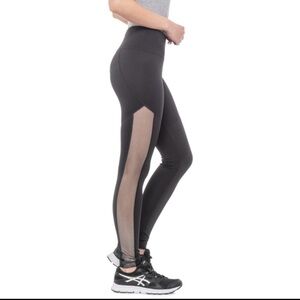 MIRA RAE Black Shimmery Mesh Panels Leggings O.
